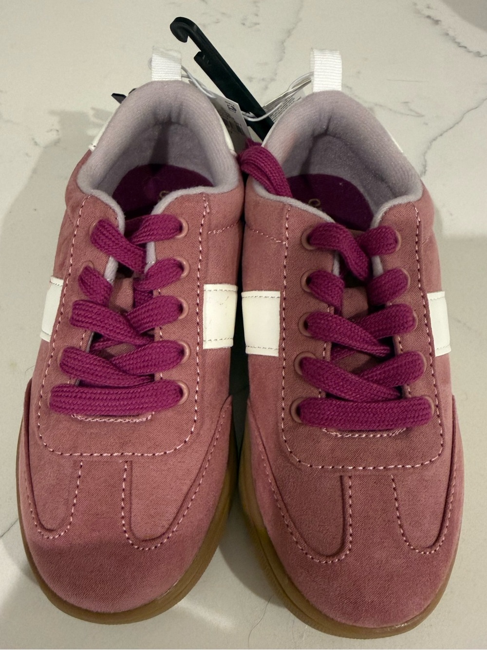 Old Navy Pink and White Kids' Sneakers with Gum Sole size 12